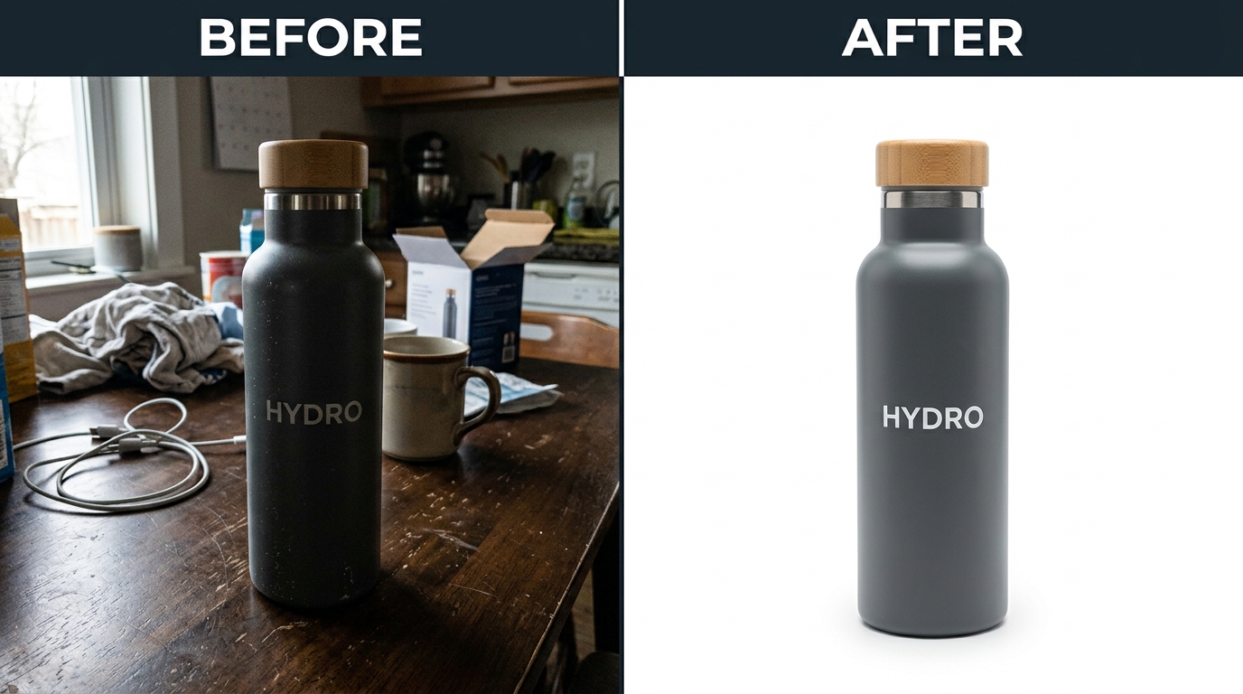 Before and after product photography comparison