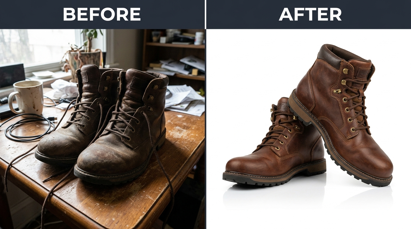 Before and after product photography comparison