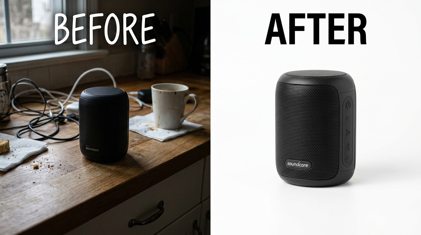 Before and after product photography comparison