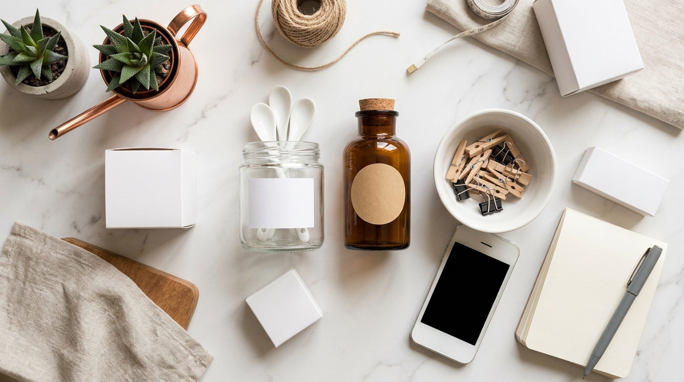 Flat lay showing amazon infographic images guide essentials