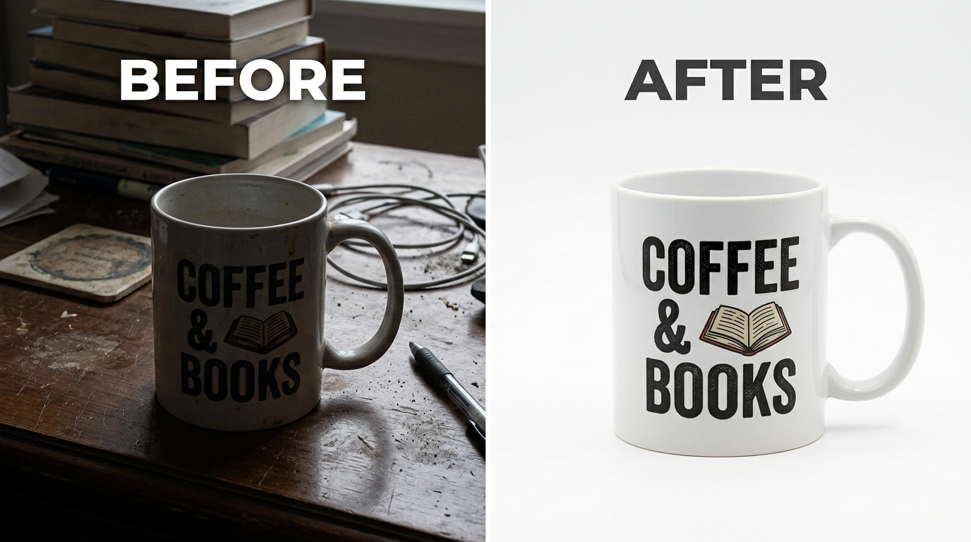 Before and after product photography comparison