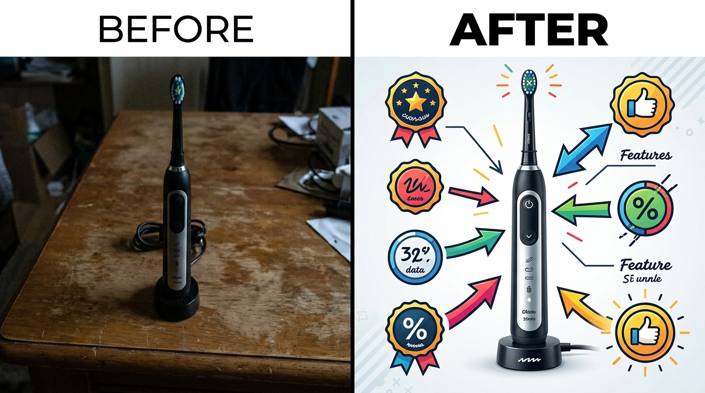 Before and after listing image comparison