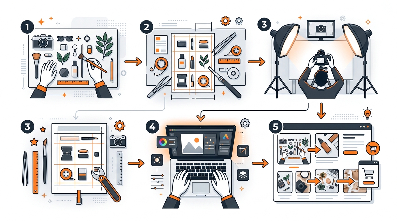 Visual guide to flat lay product photography for ecommerce