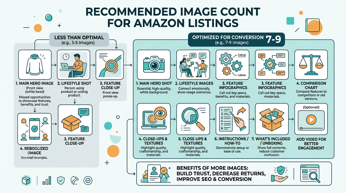 Visual guide to how many images for amazon listing