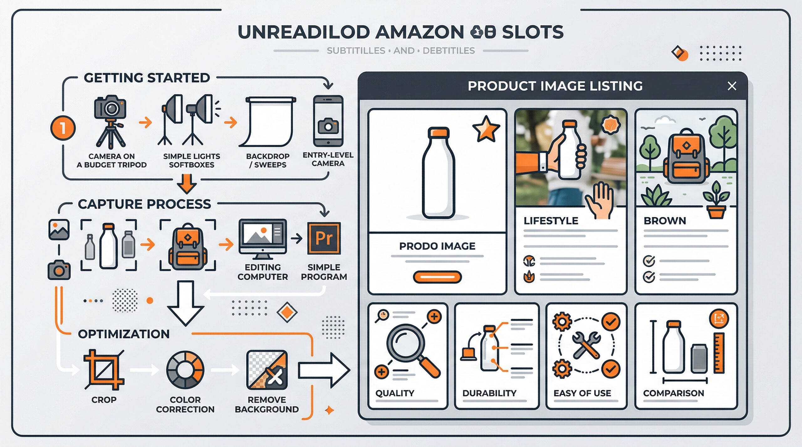 Diagram of Amazon listing image slots for product photography on a budget